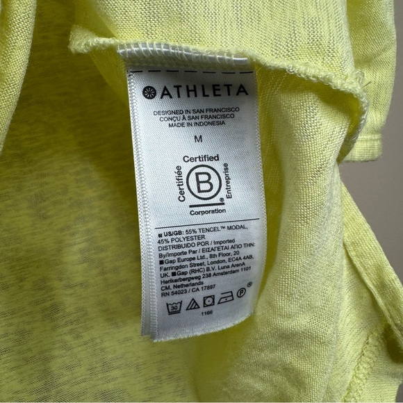 2024 Athleta Breezy Scoop V-Neck Tee size M lightweight Summer Yellow I26 - Picture 7 of 9